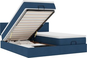 vidaXL Οθωμανικό κρεβάτι με στρώματα μπλε 180x200cm ύφασμα