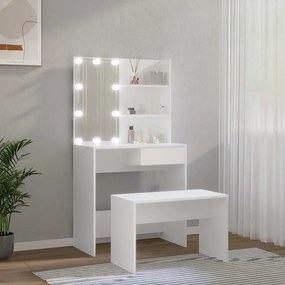 vidaXL Μπουντουάρ Σετ με LED Λευκό από Επεξεργασμένο Ξύλο