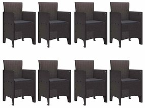 vidaXL Σέτ φαγητού για κήπο 9 pcs Καφέ Rattan Polt