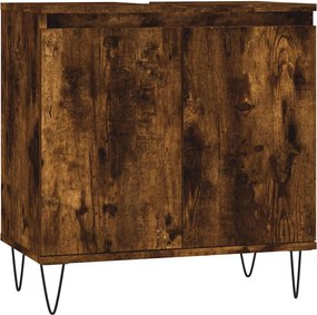 vidaXL Ντουλάπι Μπάνιου Καπνιστή Δρυς 58 x 33 x 60 εκ. Επεξεργ. Ξύλο
