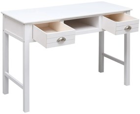 vidaXL Γραφείο Λευκό 108 x 45 x 76 εκ. από Μασίφ Ξύλο Παυλώνιας