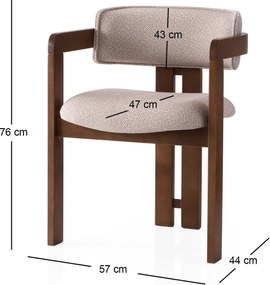 Καρέκλα Καρυδιά / Κρέμ COZY 57x44x76