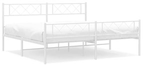 vidaXL Πλαίσιο Κρεβατιού με Κεφαλάρι&Ποδαρικό Λευκό 180x200εκ. Μέταλλο