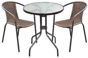Set Baleno(Τραπ.Φ60cm+2 Πολ) Μεταλ.Καφέ Table:Φ60x70 Chair:53x58x77cm