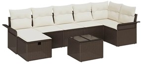 vidaXL Σετ Καναπέ Κήπου με μαξιλάρι 8 pcs Καφέ Πολυ ράταν