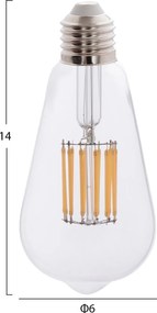 ΛΑΜΠΤΗΡΑΣ HM4189.01 LED FILAMENT 12W E27 2700K ΔΙΑΦΑΝΟΣ