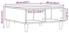 Τραπεζάκι Σαλονιού Παλιό Ξύλο 60x60x30εκ από Επεξεργασμένο Ξύλο - Καφέ