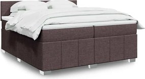 vidaXL Κρεβάτι Boxspring με Στρώμα Σκούρο Καφέ 200x200 εκ. Υφασμάτινο