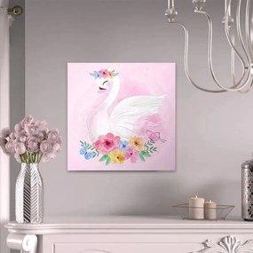 Πίνακας σε καμβά &quot;Baby Swan&quot; Megapap ψηφιακής εκτύπωσης 40x40x3εκ.