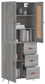 vidaXL Ντουλάπι Γκρι Sonoma 69,5 x 34 x 180 εκ. Επεξεργασμένο Ξύλο