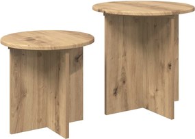 vidaXL Σετ βοηθητικά τραπεζάκια 2 τμχ. Artisan Δρυς Ø 45 x 45 εκ.