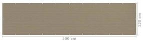 Διαχωριστικό Βεράντας Taupe 120 x 500 εκ. από HDPE - Μπεζ-Γκρι