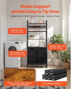 VEVOR 4 Tiers Laundry Sorter Tall Laundry Hamper with Shelves &amp; Hooks 2 Section