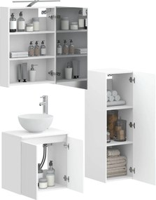 vidaXL Σετ Επίπλων Μπάνιου 4 pcs Λευκό Επεξεργασμένο Ξύλο και Γυαλί