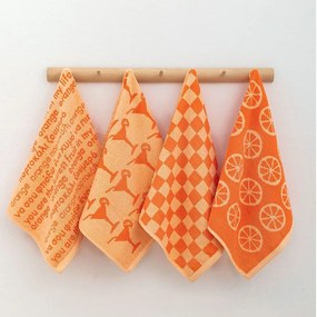 Πετσέτες Κουζίνας Jack101 (Σετ 4τμχ) Orange Palamaiki 100% Cotton