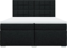 vidaXL Κρεβάτι Boxspring με Στρώμα Μαύρο 200x200 εκ. Υφασμάτινο