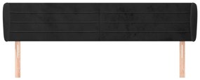 Κεφαλάρι με Πτερύγια Μαύρο 163x23x78/88 εκ. Βελούδινο - Μαύρο