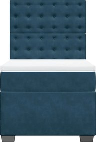 vidaXL Κρεβάτι Boxspring με Στρώμα Μπλε 90x200 εκ. Βελούδινο
