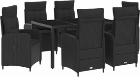vidaXL Σετ Εξωτερικής Τραπέζης 7 pcs Μαύρο 150 x 90 x 75 cm