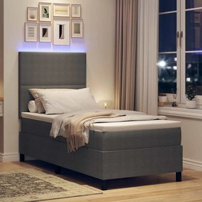 vidaXL LED Κρεβάτι με βάθρο Ανοιχτό Γκρι και Λευκό 90 x 190 cm