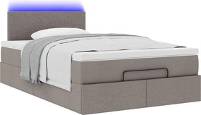 vidaXL Οθωμανικό κρεβάτι με στρώμα &amp; LEDs Taupe 120x200cm ύφασμα