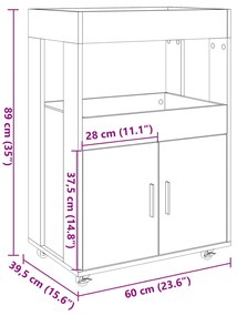 ΤΡΟΛΕΪ ΜΠΑΡ ΛΕΥΚΟ 60X39,5X89 ΕΚ. ΕΠΕΞ. ΞΥΛΟ 848269