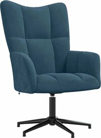 vidaXL Πολυθρόνα Relax Μπλε Βελούδινη με Σκαμπό