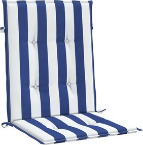 vidaXL Μαξιλάρια Καρέκλας Χαμ. Πλάτη 6 τεμ. Μπλε/Λευκά Ριγέ Υφασμάτινα