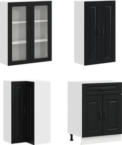 vidaXL Μονάδα κουζίνας KALMAR 8 pcs Μαύρο Επεξεργασμένο Ξύλο