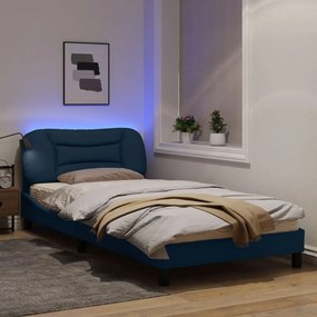 Πλαίσιο Κρεβατιού με LED Μπλε 100x200 εκ. Υφασμάτινο - Μπλε