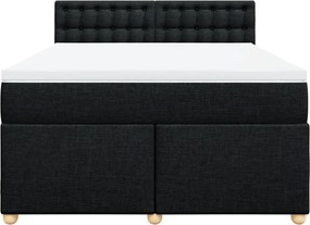 vidaXL Κρεβάτι Boxspring με Στρώμα Μαύρο 140x190 εκ. Υφασμάτινο