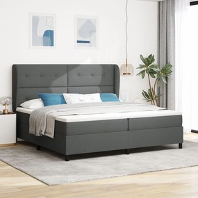 Κρεβάτι Box Spring με Στρώμα σε Σκούρο Γκρι, 200x200 εκ. Ύφασμα