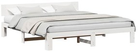 vidaXL Σκελετός Κρεβατιού Λευκό 200 x 200 cm Μασίφ ξύλο πεύκου