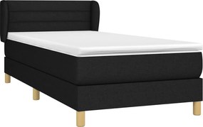 vidaXL Κρεβάτι Boxspring με Στρώμα Μαύρο 100 x 200 εκ. Υφασμάτινο