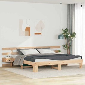 vidaXL Σκελετός Κρεβατιού Καφέ 200 x 200 cm Μασίφ ξύλο πεύκου