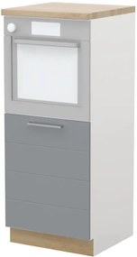 Επιδαπέδιο ντουλάπι φούρνου ψηλό Hudson K14-60-1KR-Λευκό γυαλιστερό - Γκρι - 60.00Χ60.00Χ148.00cm