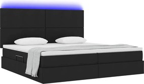 vidaXL LED Κρεβάτι αποθήκευσης με στρώμα Μαύρο 200 x 200 cm Ύφασμα