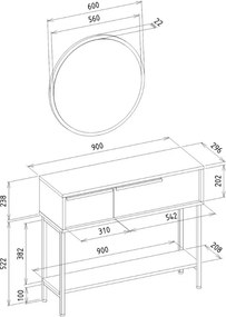 Κονσόλα με καθρέπτη Suzy Megapap χρώμα λευκό 90x29,6x76εκ.