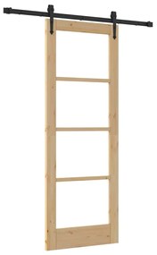 vidaXL Συρόμενη Πόρτα Καφέ 73.5 x 198.5 εκ. Ξύλο και μέταλλο