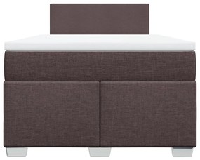 vidaXL Κρεβάτι Boxspring με Στρώμα Σκούρο Καφέ 120x200 εκ. Υφασμάτινο