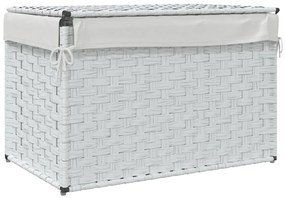 vidaXL Καλάθι Πλυντηρίου με Καπάκι Λευκό 55,5 x 35 x 34εκ. Συνθ. Ρατάν