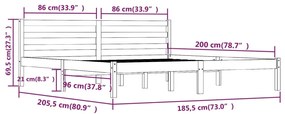 Πλαίσιο Κρεβατιού Λευκό 180x200εκ. Μασίφ Ξύλο Πεύκου Super King - Λευκό