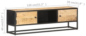 vidaXL Έπιπλο TV με Σκαλιστή Πόρτα 130x30x40 εκ. Ακατέργ. Ξύλο Μάνγκο