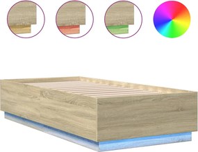 vidaXL Πλαίσιο Κρεβατιού με LED Sonoma Δρυς 100x200 εκ. Επεξεργ. Ξύλο