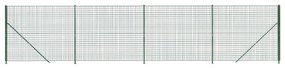 vidaXL Συρματόπλεγμα Περίφραξης Πράσινο 2x10 μ. με Βάσεις Φλάντζα