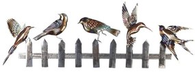Διακοσμητικό Τοίχου Πουλιά Σε Φράχτη 15-00-18310 81x30x4,5cm Multi Marhome Μέταλλο