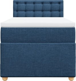 vidaXL Κρεβάτι Boxspring με Στρώμα Μπλε 90x190 εκ.Υφασμάτινο