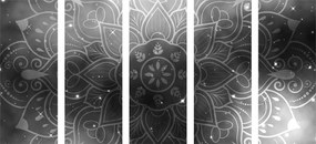 Εικόνα 5 τμημάτων Mandala με γαλαξιακό φόντο σε ασπρόμαυρο - 200x100