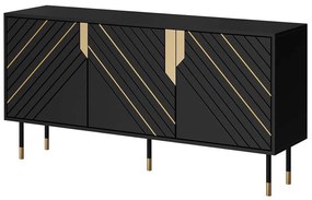 Μπουφές Mountain 3D 162739789 154x40x72cm Black-Gold Μοριοσανίδα, Μέταλλο