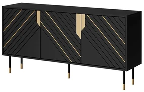 Μπουφές Mountain 3D 162739789 154x40x72cm Black-Gold Μοριοσανίδα, Μέταλλο